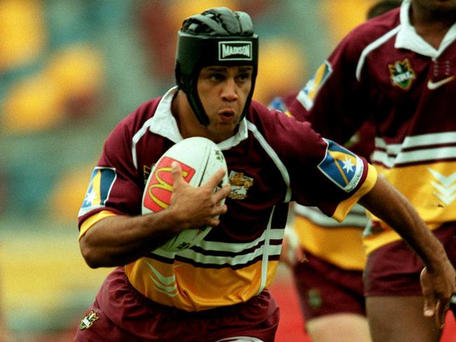 Bris  Broncos Vs Penrith at  ANZ Stadium Jun 05 1999 - Steve Renouf in action at ANZ stadium pic David/Kapernick sport rugby league headshot action qld