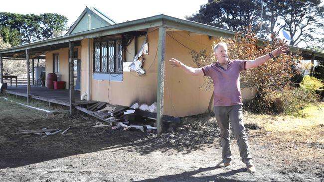 Gosse local Jonny Gloyne, whose property was devastated by the fire, was lucky that his house was saved by pure luck. Picture: Dean Martin