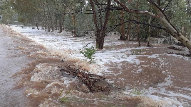 Todd River flowing March 2024.