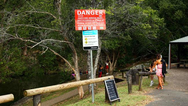 Emergency personnel attend the Currumbin Rock Pools where a man jumped in but did not resurface and was found 20 minutes later Photo: David Clark