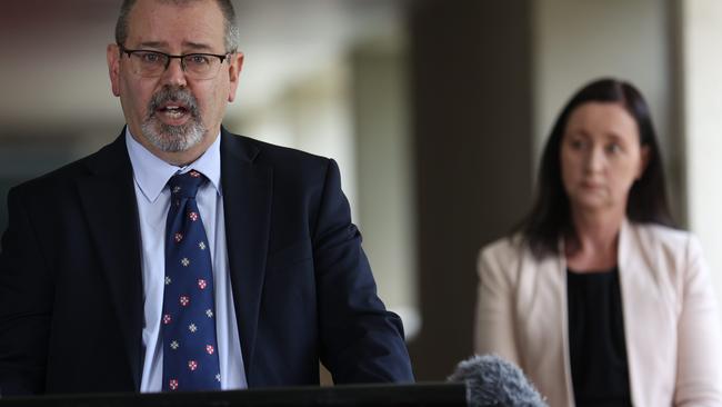 Chief Health Officer Dr Peter Aitken addresses the media at a press conference at Parliament House. NewsWire / Sarah Marshall