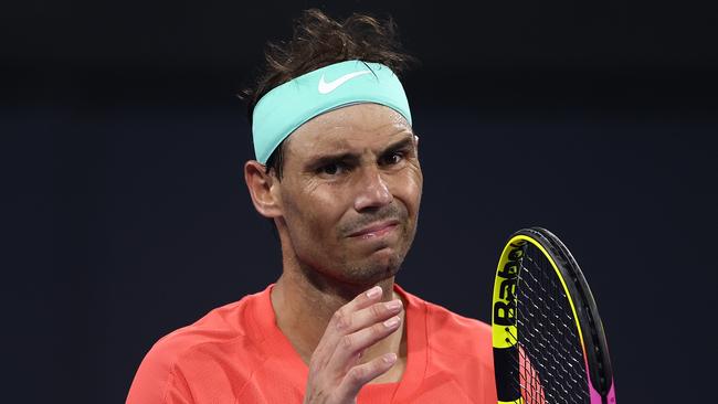 Rafael Nadal of Spain was beaten by Jordan Thompson of Australia during day six of the 2024 Brisbane International at Queensland Tennis Centre. (Photo by Chris Hyde/Getty Images)