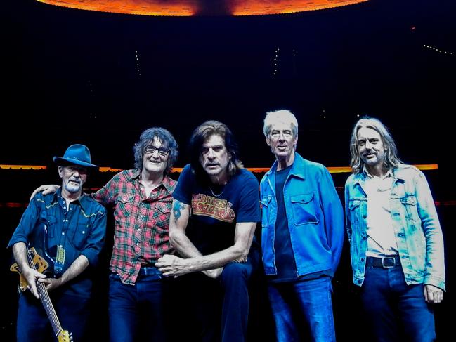 ***EXCLUSIVE FOR THE AUSTRALIAN ONLY***Australian rock band The Cruel Sea, whose seventh album 'Straight Into The Sun' will be released in March 2025. L-R: Danny Rumour, Ken Gormly, Tex Perkins, Jim Elliott and Matt Walker. Picture: Kristyna Higgins