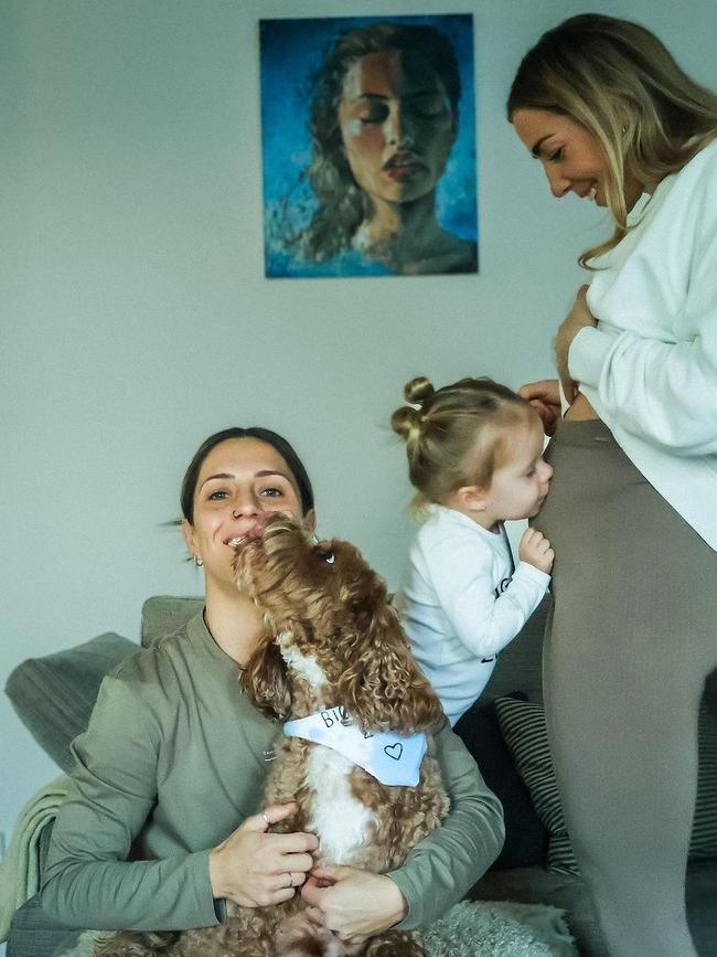 Matildas star Katrina Gorry has announced the impending arrival of her second child with fiancee Clara Markstedt.