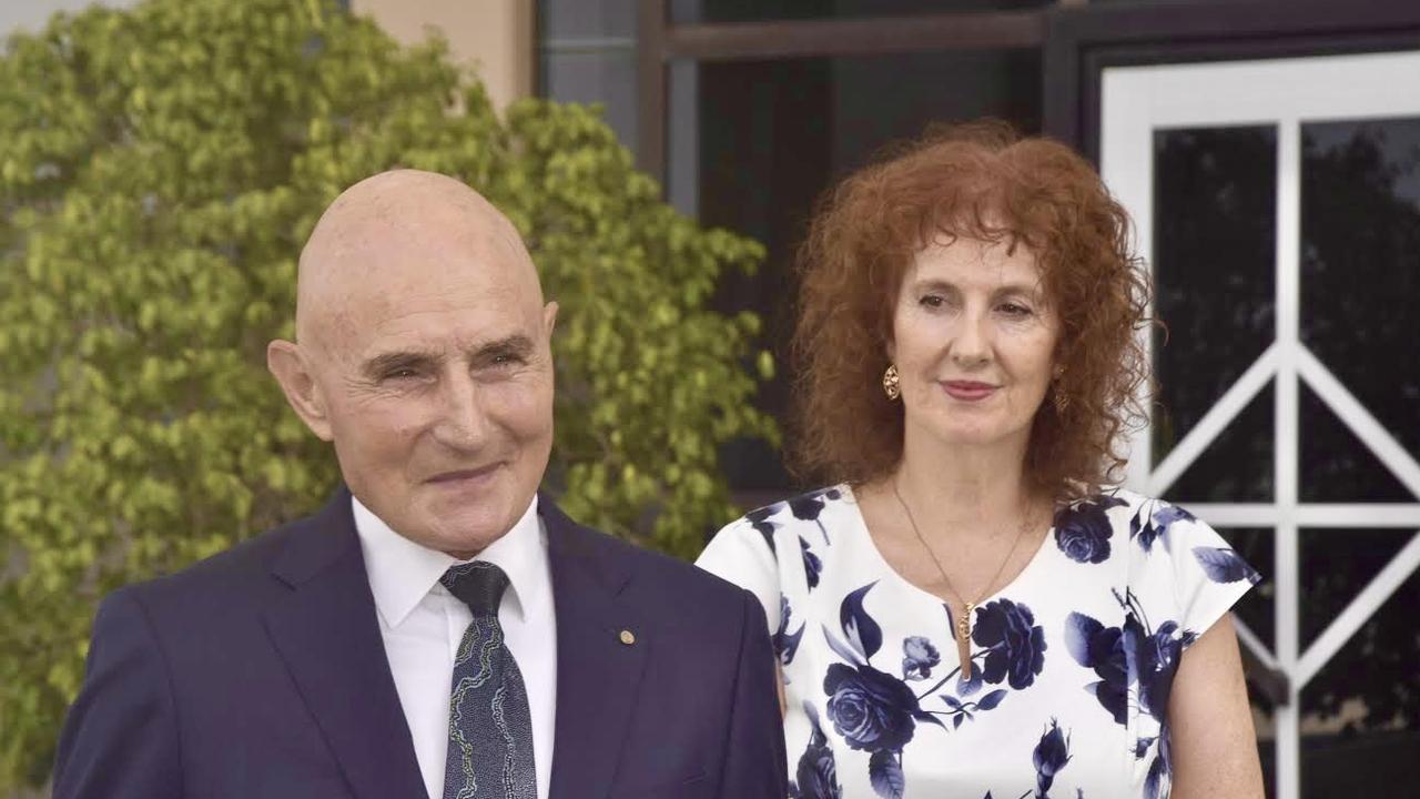 The 23rd Administrator of the Northern Territory Dr Hugh Heggie PSM, with his partner Ruth Jones. Picture: Annabel Bowles