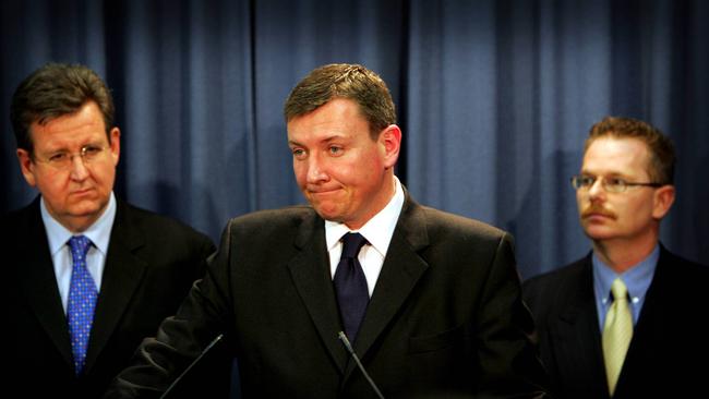Brogden announces his resignation from Liberal Party leadership after making a racial slur against the wife of former NSW Premier Carr and improper conduct with two female journalists.
