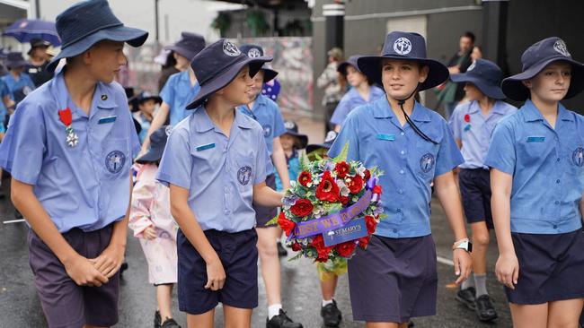 St Mary's Catholic Primary School at the Mackay Anzac Day Main Service, 2021. Picture: Heidi Petith