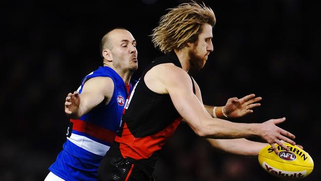 Skipper Dyson Heppell tried hard in shocking circumstances. Picture: AAP