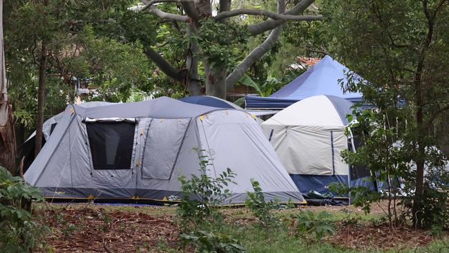 Homeless living in Mckillop Park, Rothwell, part of Premier Steven Miles’s electorate. Picture: Liam Kidston