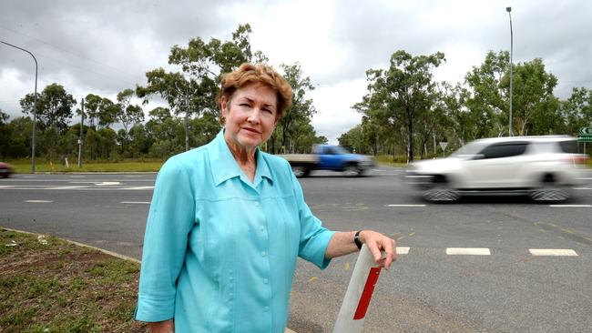 Glenda Mather at the intersection of Artillery Rd, Dairy Inn Rd and Yeppoon Rd.