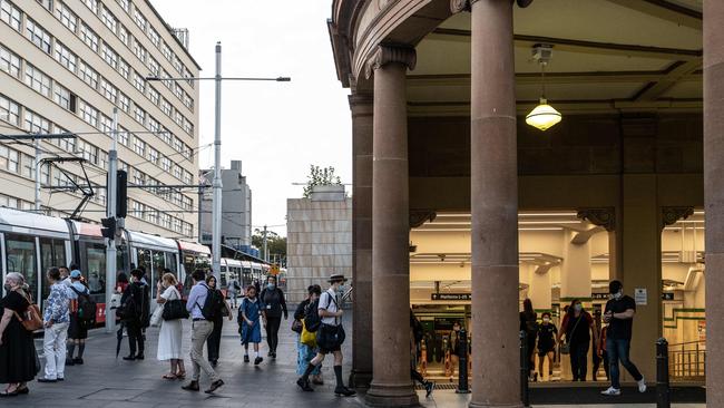 A brawl involving about 25 people broke out in Central Station on Saturday night, near the Elizabeth Street entrance. Picture: NCA NewsWire / Flavio Brancaleone