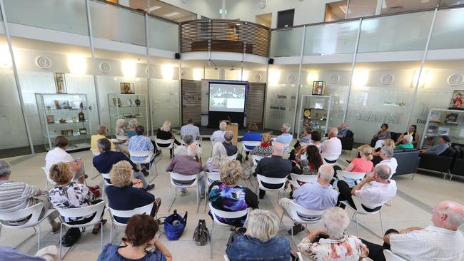 Protesters inside the Evandale foyer when the public gallery is full. Picture Glenn Hampson