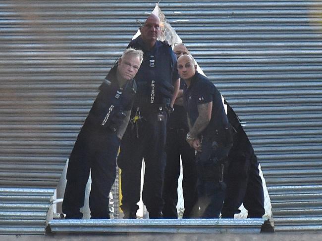 Emergency services at Port Phillip prison after the control room caught on fire, workers had to be evacuated.  Picture: Nicole Garmston