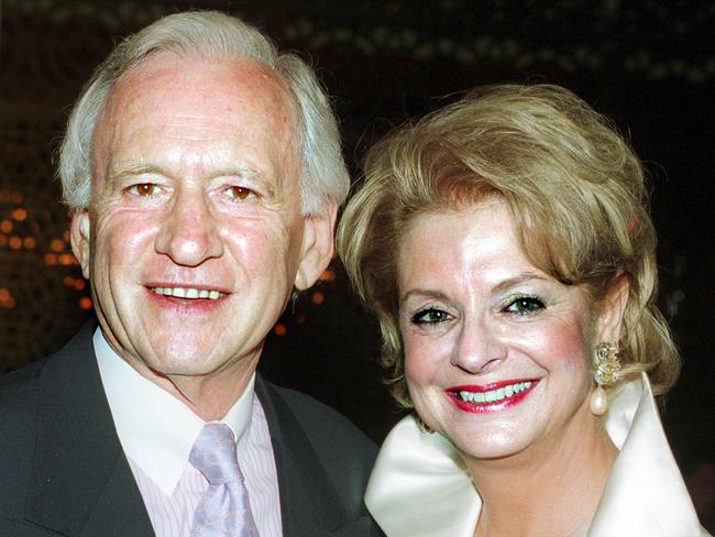 Peacock with wife Penne in Melbourne on New Year’s Eve, 2002