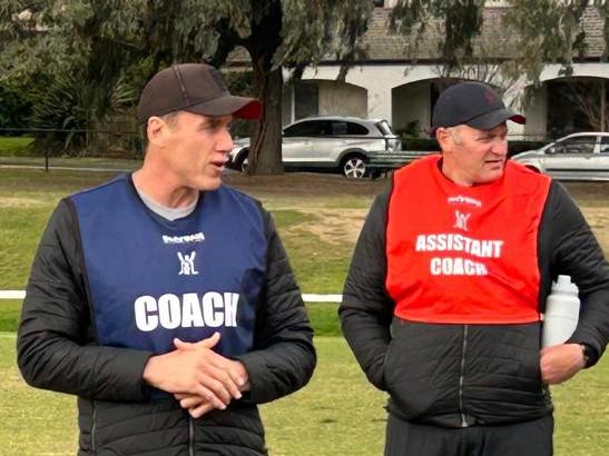 Luke Darcy, Anthony Koutoufides and Sav Rocca in under 16s coaching mode.Picture: Supplied