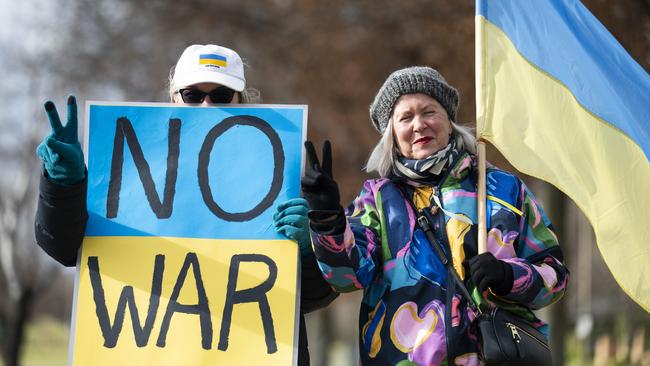 Protesters called for an end to the war in Ukraine. Picture: NCA NewsWire / Martin Ollman