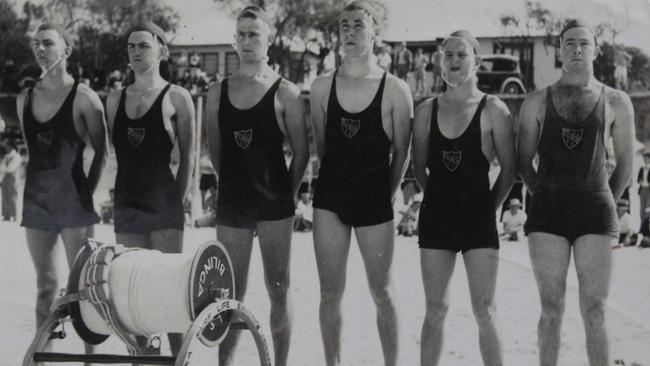 Harry Gordon (third from left) was a clubbie at Bilinga in the 1930s.