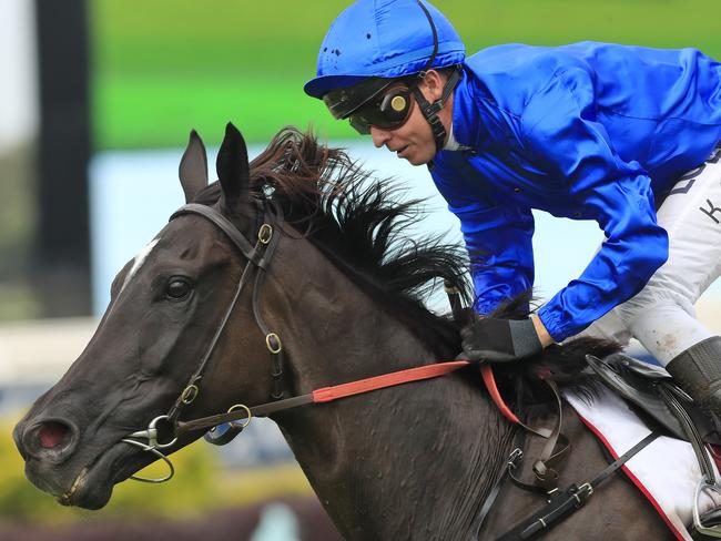 SYDNEY, AUSTRALIA - MARCH 23: Kerrin McEvoy on Avilius wins race 6 the Ranvet Stakes during Golden Slipper Day at Rosehill Gardens on March 23, 2019 in Sydney, Australia. (Photo by Mark Evans/Getty Images)