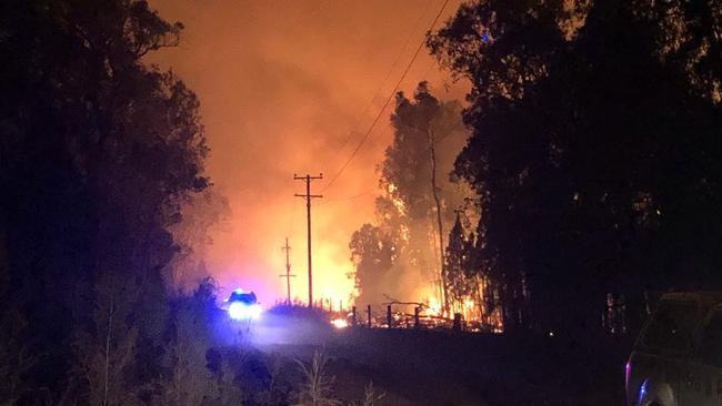 A bushfire seen at Tingha last night. Picture: PRIME7 News 