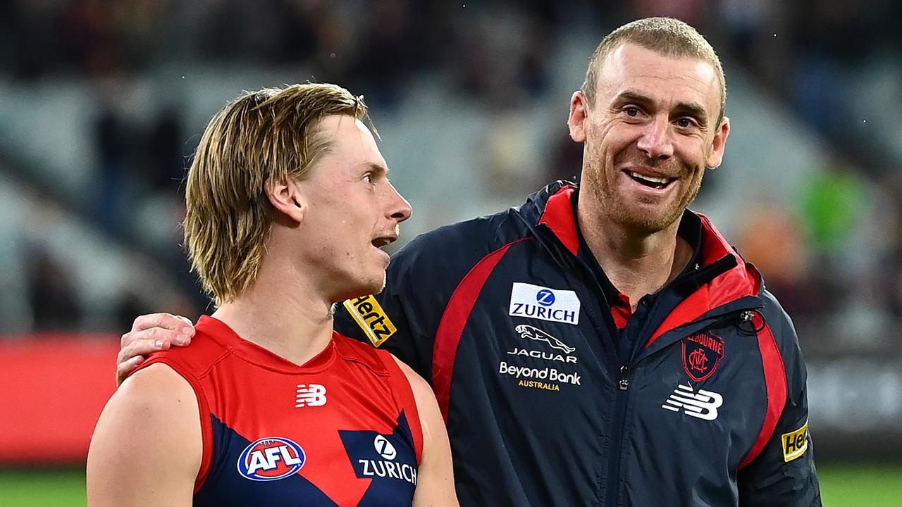 Demons coach Simon Goodwin gave much-improved forward Charlie Spargo a “gentle nudge” in the right direction. Picture: Getty Images