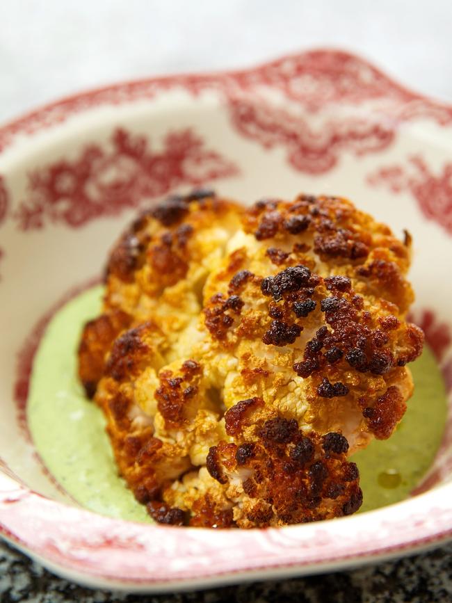 Roasted cauliflower with green goddess sauce. Picture: Mark Stewart