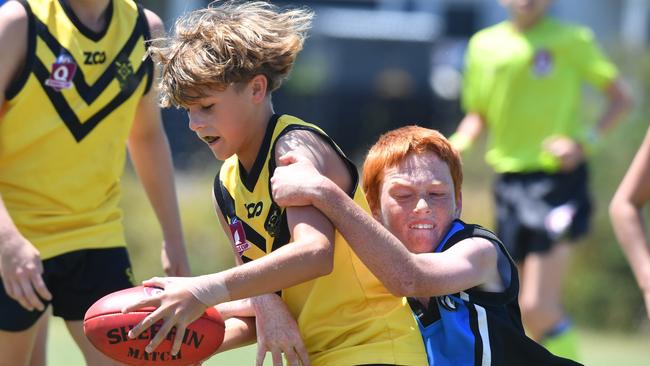 Action from the AFLQ Schools Cup State Finals. Picture: AFLQ.