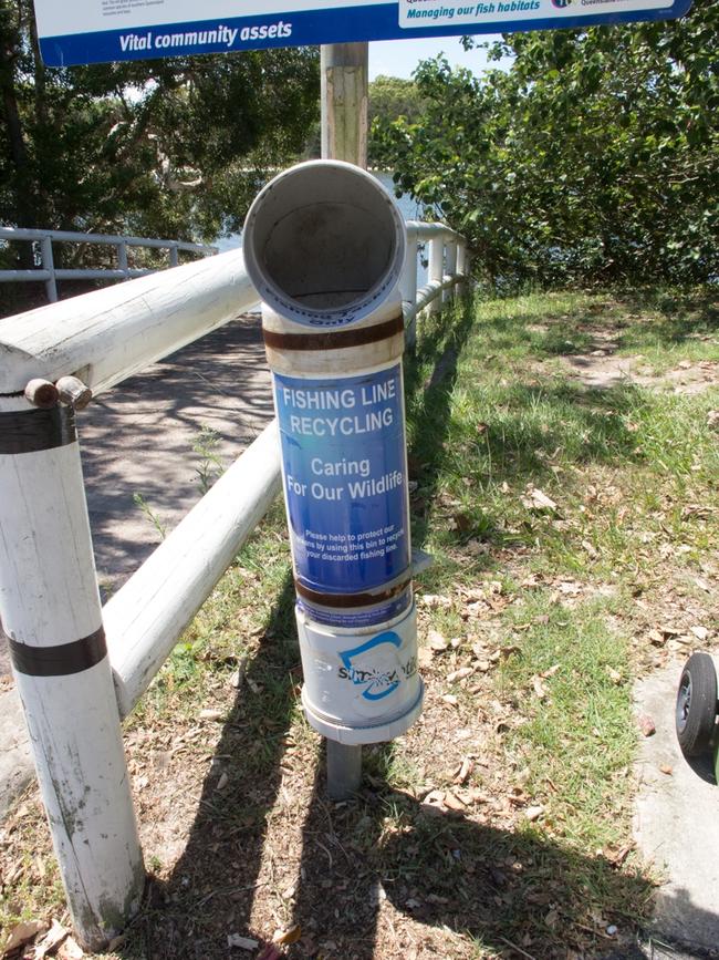 Disposal bins for fishing hooks such as this one at Sawmillers have failed to curb the number of incidents.