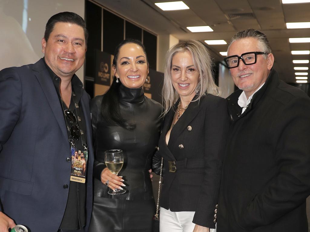 Ron Bahlau, Melizia Murakami, Venesa Gleeson and Jason Murakami at the Tim Tszyu vs Carlos Ocampo Interim WBO Super Welterweight World title contest at the Convention Centre in Broadbeach. Photo: Regi Varghese