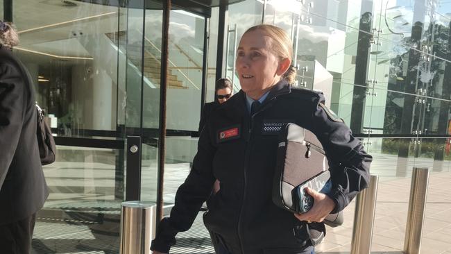 Chief Inspector Jill Waters exiting the NSW Coroner's court.