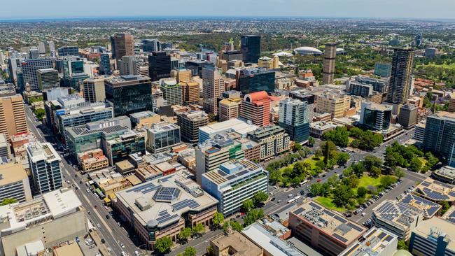 Aerial image of Adelaide CBD skyline. Picture: Supplied by Colliers