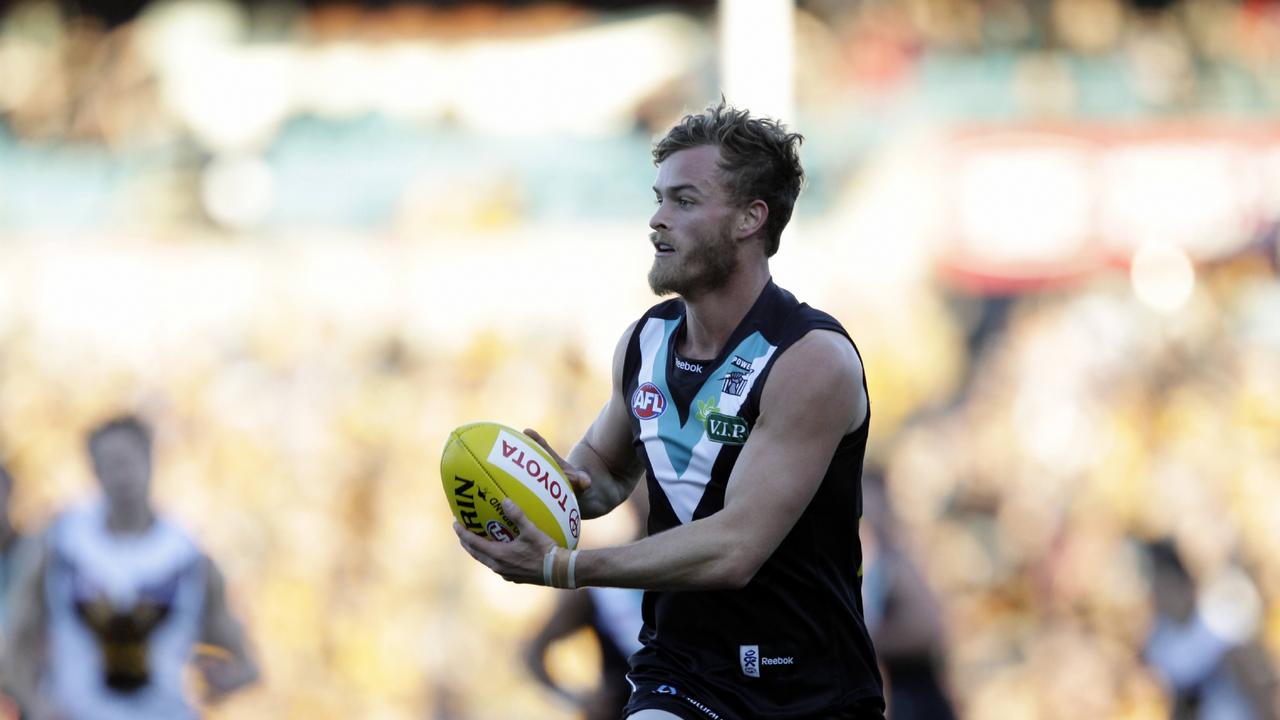 10/06/2012 SPORT: AFL football - Port Adelaide Power vs Hawthorn match at AAMI Stadium - footballer John McCarthy. Pic. Reed Sarah