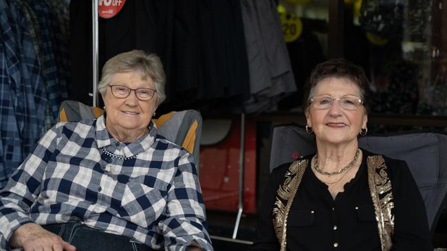 Jan McLachlan and Margaret Harris came down to enjoy Buskers on Mary in Gympie. August 18, 2023. Picture: Christine Schindler