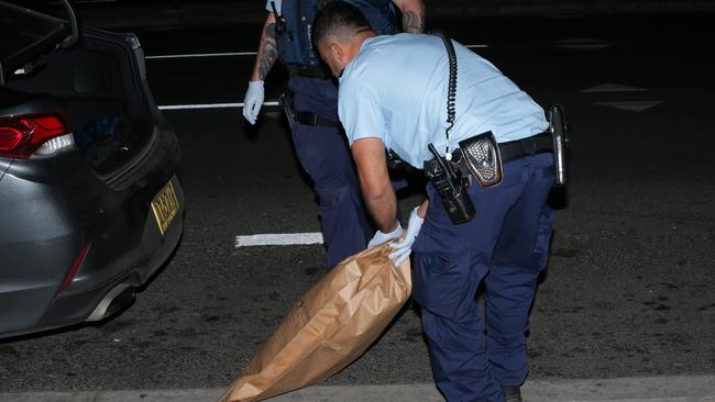 The alleged gun stash was seized by officers from Bankstown Police Area Command. Picture: Bill Hearne