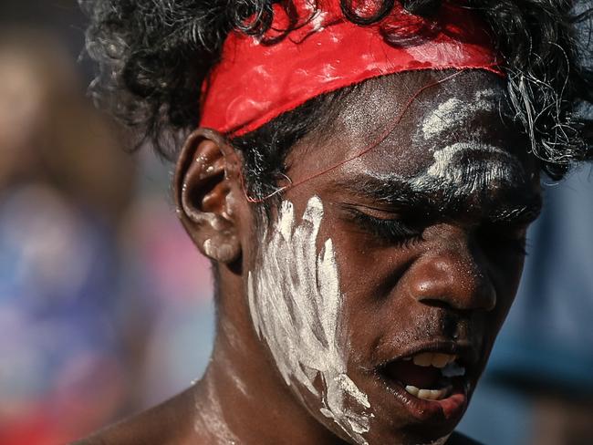 BARUNGA,AUSTRALIA June 11 2023 The White Cockatoo Dancers during the 3 day Barunga Festival, a celebration of culture, sport and history. Picture: NCA NewsWire / Glenn Campbell