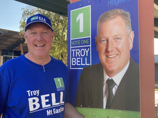 Troy Bell at the Mount Gambier High School polling booth. Picture:Arj Ganesan