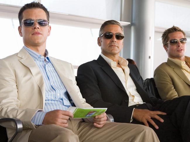 Actors (L-R) Matt Damon, George Clooney and Brad Pitt in 2007 film 'Ocean's Thirteen (13)'.