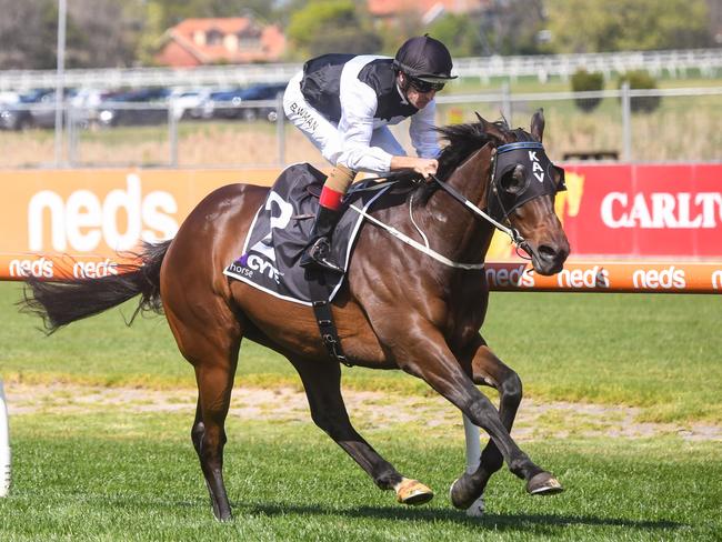 First Immortal ridden by Hugh Bowman (HK) wins the Living Legends 4CYTE Handicap at Caulfield Racecourse on September 23, 2023 in Caulfield, Australia. (Photo by Reg Ryan/Racing Photos via Getty Images)