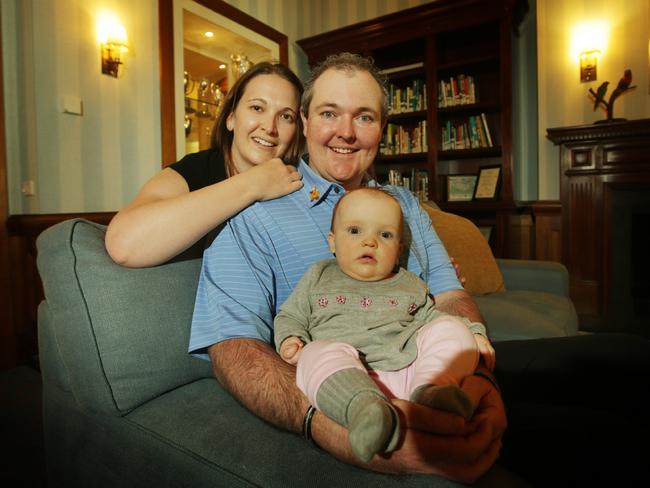 Jarrod Lyle in 2012 with his wife Briony and then eight-month-old daughter Lusi. Picture: Michael Klein