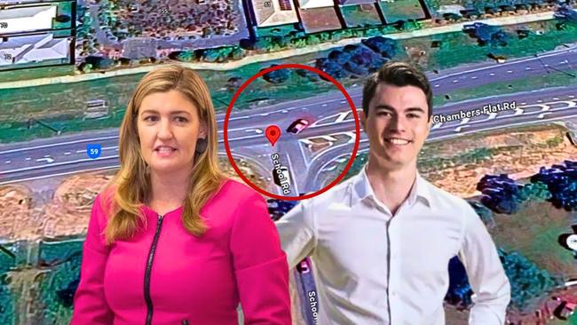 Political opponents Waterford MP Shannon Fentiman from the ALP and Logan City Council’s Jacob Heremaia have thrown barbs about the slow upgrade of this Logan Reserve intersection.
