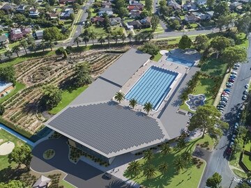 An artist impression of the redevelopment for Waves Aquatic Centre. 