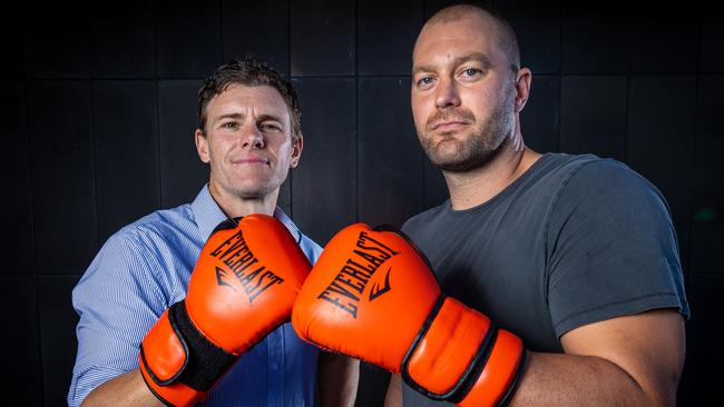 Former AFL stars Cameron Mooney and Tom Bellchambers will fight this week. Picture: Jake Nowakowski