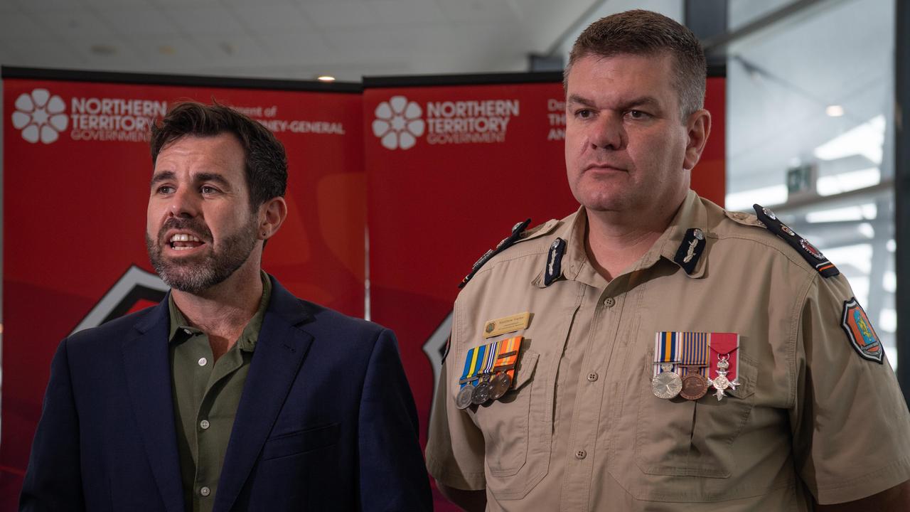 Attorney-General and Justice Minister Chansey Paech and NT Correctional Services Commissioner Matthew Varley. Darwin. Picture: Pema Tamang Pakhrin