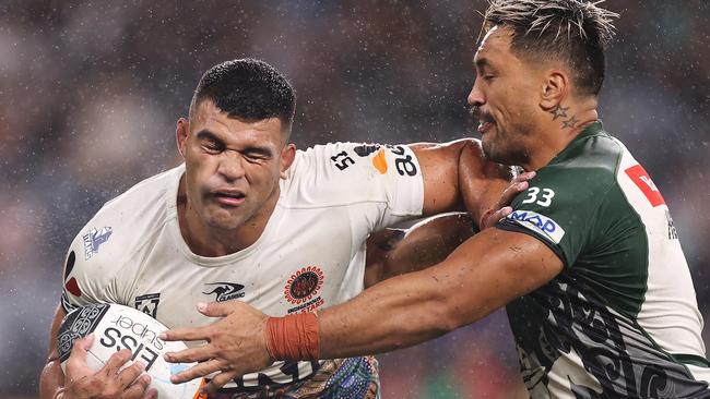 David Fifita picked up a rib injury in the Indigenous All Stars’ 16-10 loss. Picture: Mark Kolbe/Getty Images