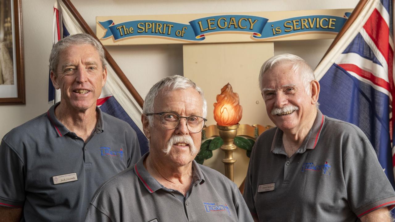 LEGACY LEGENDS: Toowoomba Legacy vice president Jock Crocombe, secretary David Scott, and president David Melandri need your help to help our military families. Picture: Nev Madsen.