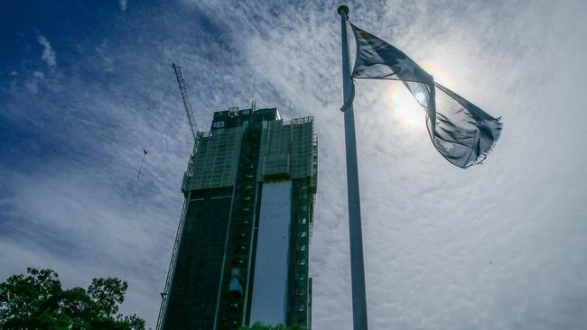 Gold Coast, AUSTRALIA – GCB PHOTOS – 20 APRIL 2023: GCB Constructions' Marine Quarter tower development, next to Broadwater Tourist Park. Picture: Glenn Campbell