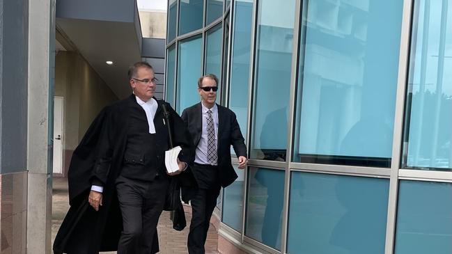 Defence barrister Tim Grau and solicitor Ken Cuthbertson leave the court after Nathan Andrew Shane Morris, 22, is acquitted of murder. Picture: Marnie Buchanan