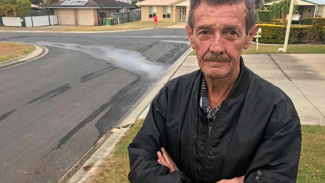 Raceview residents Les Nutley is among a group of distressed and anxious home owners puzzled by an 'underground river' threatening to destroy homes. Picture: Helen Spelitis