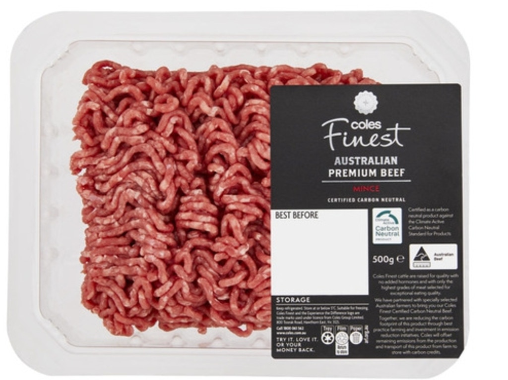 Coles carbon neutral certified beef mince: $10.50 for 500g through coles.com.au