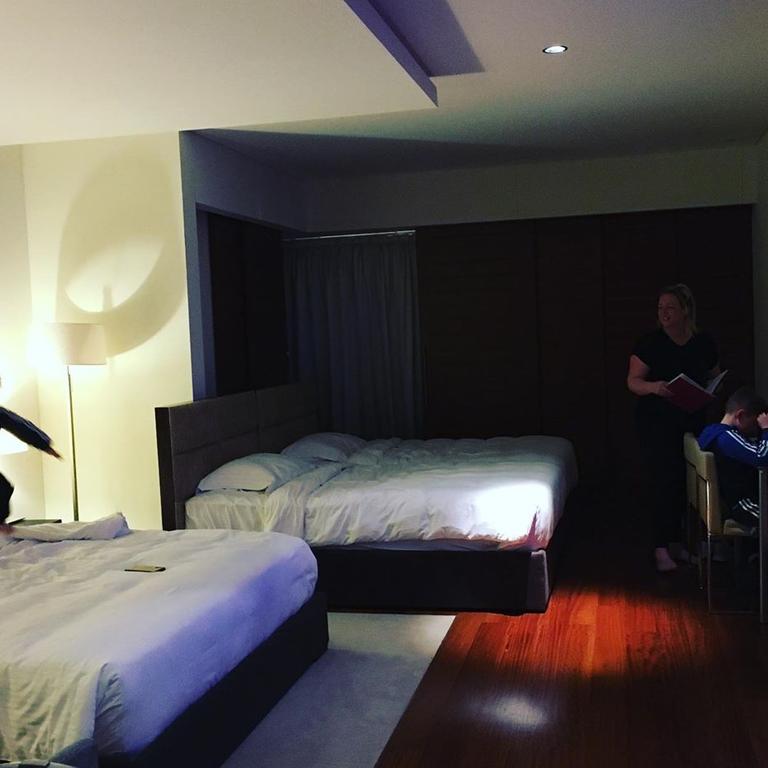 The family of four have to stay inside this room for two weeks before being allowed home. Picture: Jamie Cullinan/Instagram