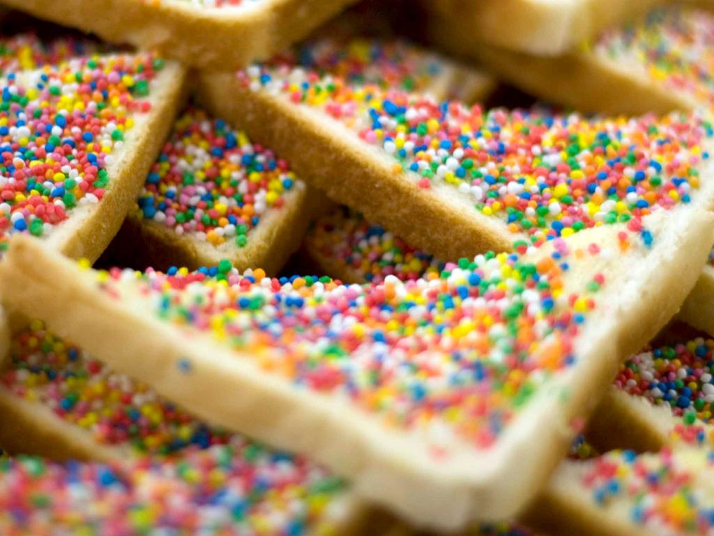 Chill - fairy bread, buttered white bread covered in sprinkles.